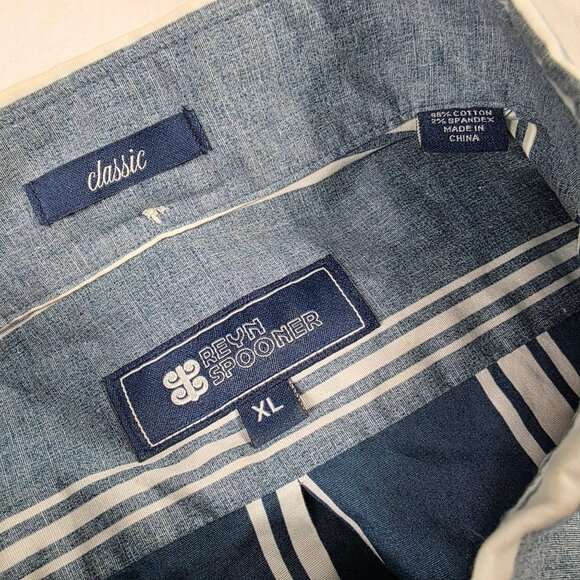 Reyn Spooner Classic Mens Size XL Blue White Striped Button Up Shirt Casual - Picture 5 of 9